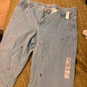 Old Navy Blue Straight Leg Jeans with Distressed Details